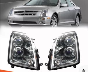 Pair Headlights Assembly 2005-2011 Cadillac STS HID Halogen Headlamps Left Right Side 