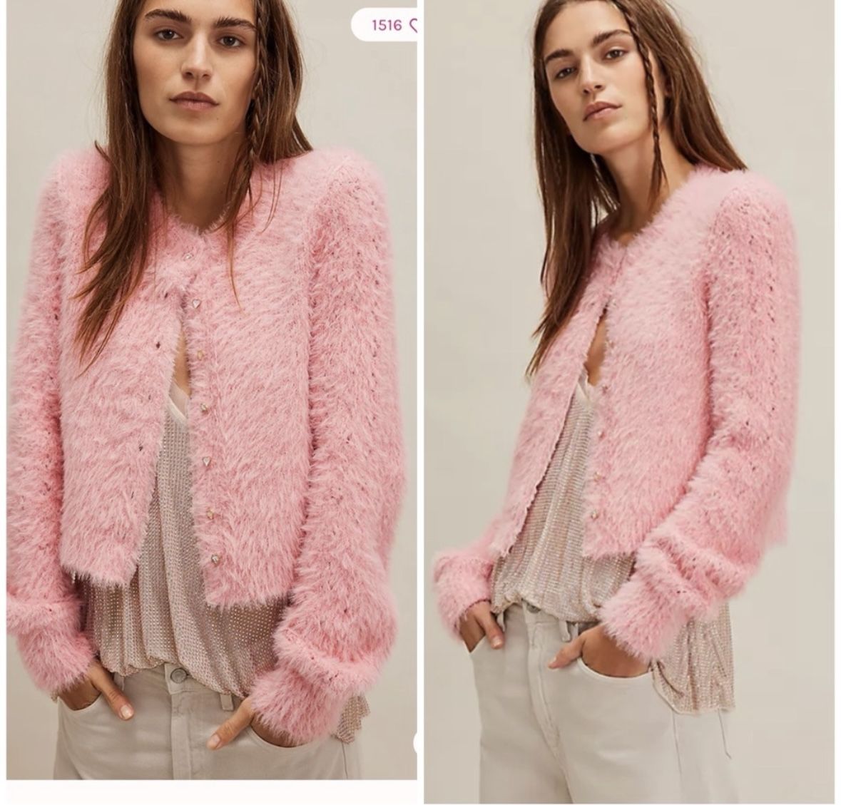 NWT Free People Celeste Pink Cardigan