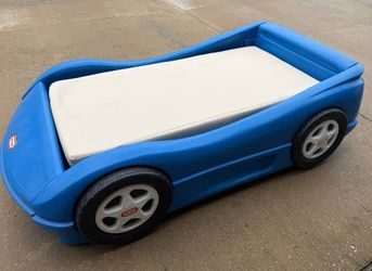 Blue Toddler Racecar bed