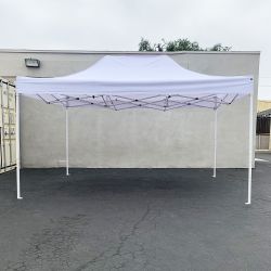 New In Box $130 Heavy-Duty 10x15 ft Popup Canopy Tent Instant Shade with Carry Bag, White/Blue 