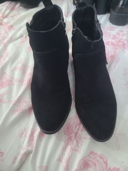 Black Suede Ankle Boots with Side Zip