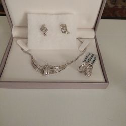 3 Piece Set Necklace, Earrings, Ring-size 7