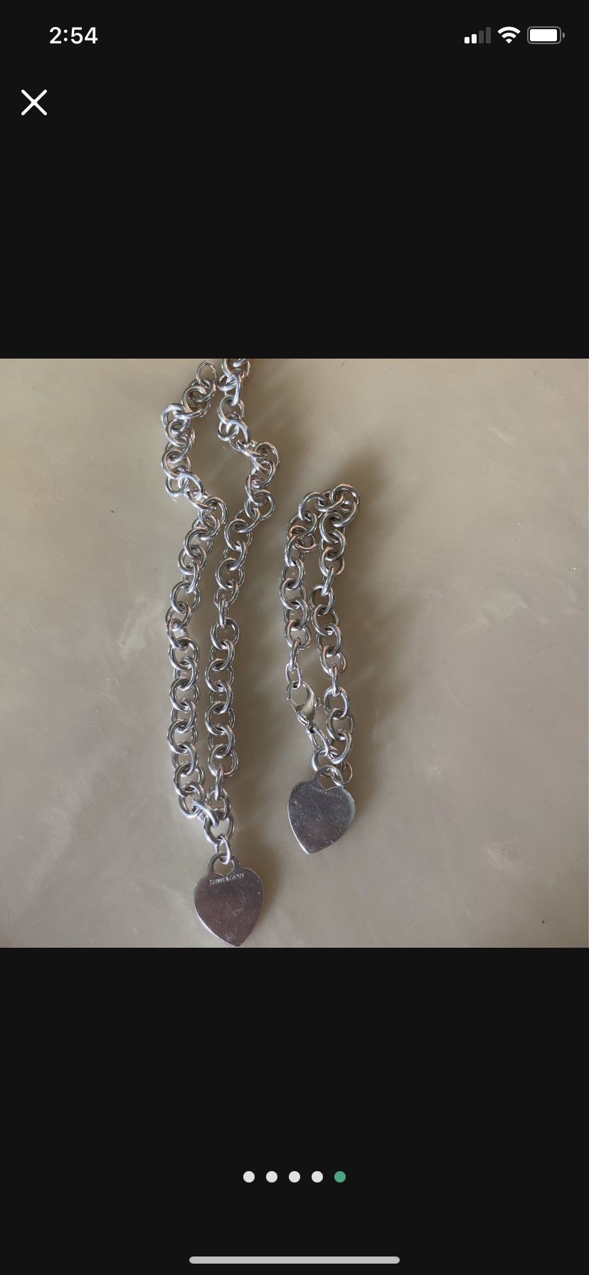 Beautiful Real Tiffany’s Toggle Heart Necklace And Matching Bracelet 