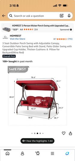 Patio swing set