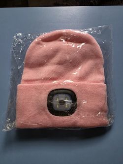 Pink Beanie with Rechargeable LED Light