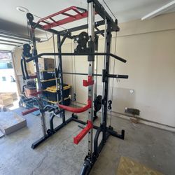 Smith Machine w/Attachments | Heavy Duty Adjustable Bench |230lb Bumpers Weights | 7ft Olympic Bar | Fitness | Gym Equipment | FREE DELIVERY 🚚 