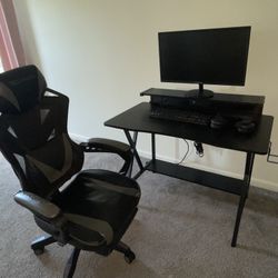 Gaming Desk With USB And Power Strip And Gaming  Chair 