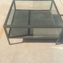 Glass Coffee Table With Sliding Doors