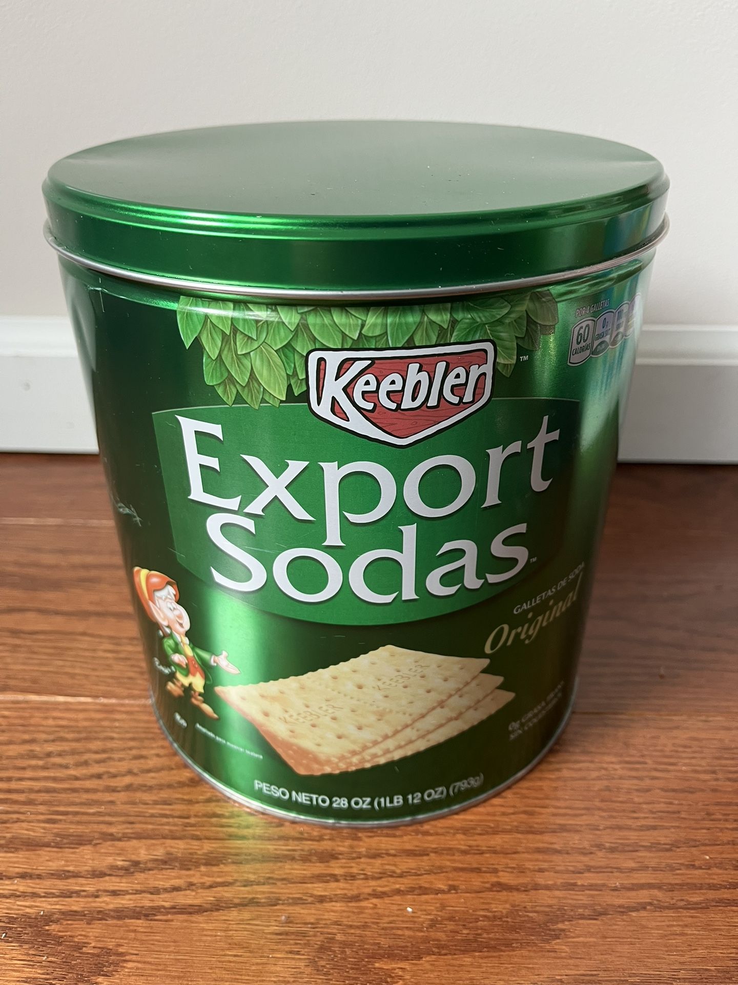 Keebler Export, Sodas, Crackers, Tin Keebler Elf “Empty“ Tin 8” Tall, 7” Diameter