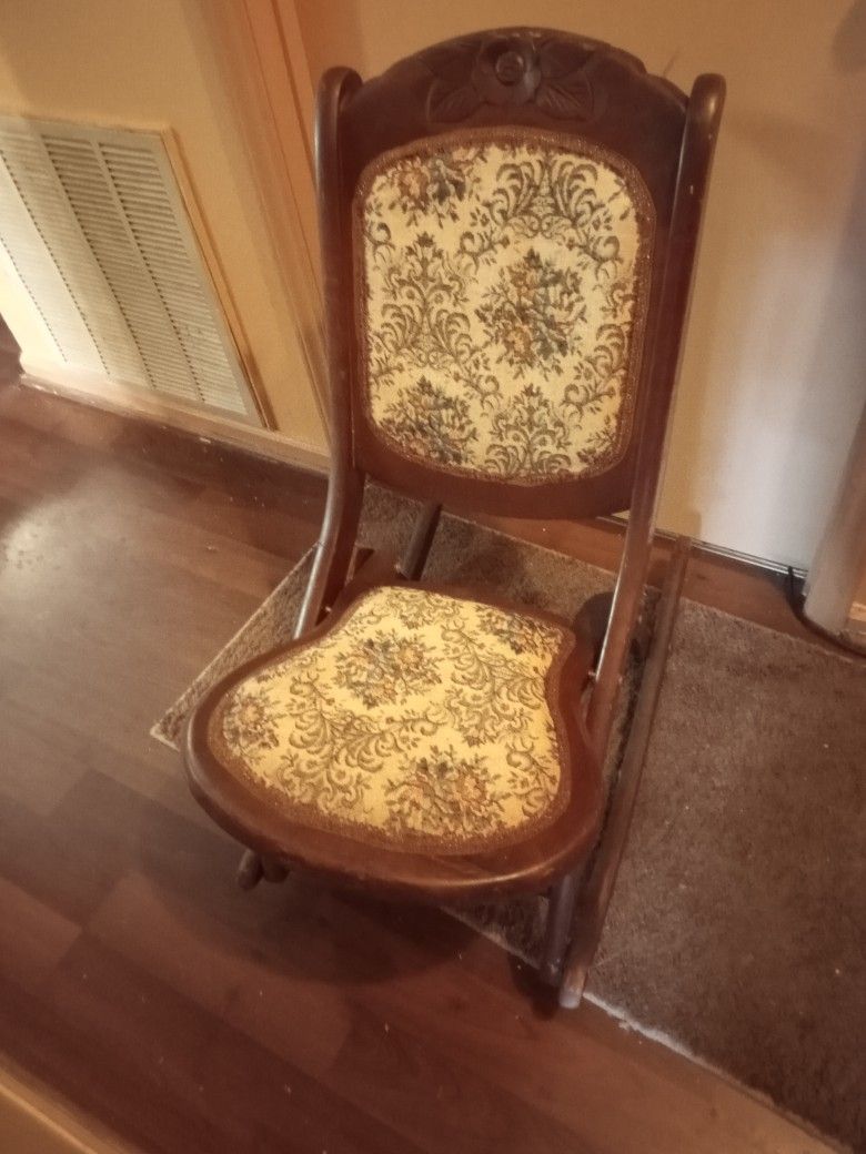 Antique - Vintage Embroidered Rocking Chair 