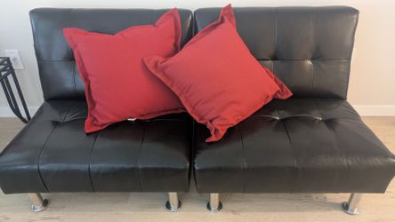 Black Faux Leather Futon Sofas