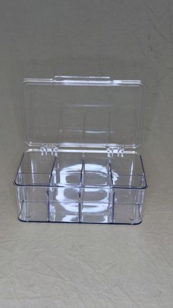 Clear Tea Bag Organizer Box with Hinged Lid, New