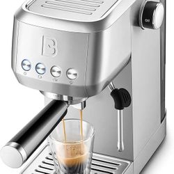 Espresso Machine 20 Bar, Stainless Steel Cappuccino & Latte Machine with Steam Frother for Home, 43.9oz Water Tank, Silver