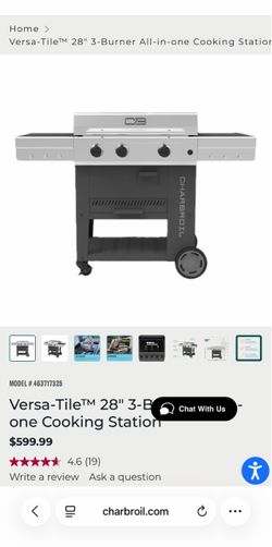 Char-Broil Versa-Tile 28" 3-Burner Cooking Station Griddle/Grill
