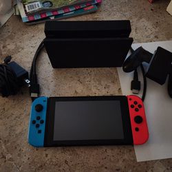 Nintendo Switch V2 (Blue/Red Neon Joycons) w/ All Accessories