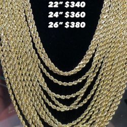 14K 4MM Diamond Cut Rope Chains 