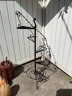Black Wrought Iron Spiral Staircase Plant Stand Vintage Firm Price
