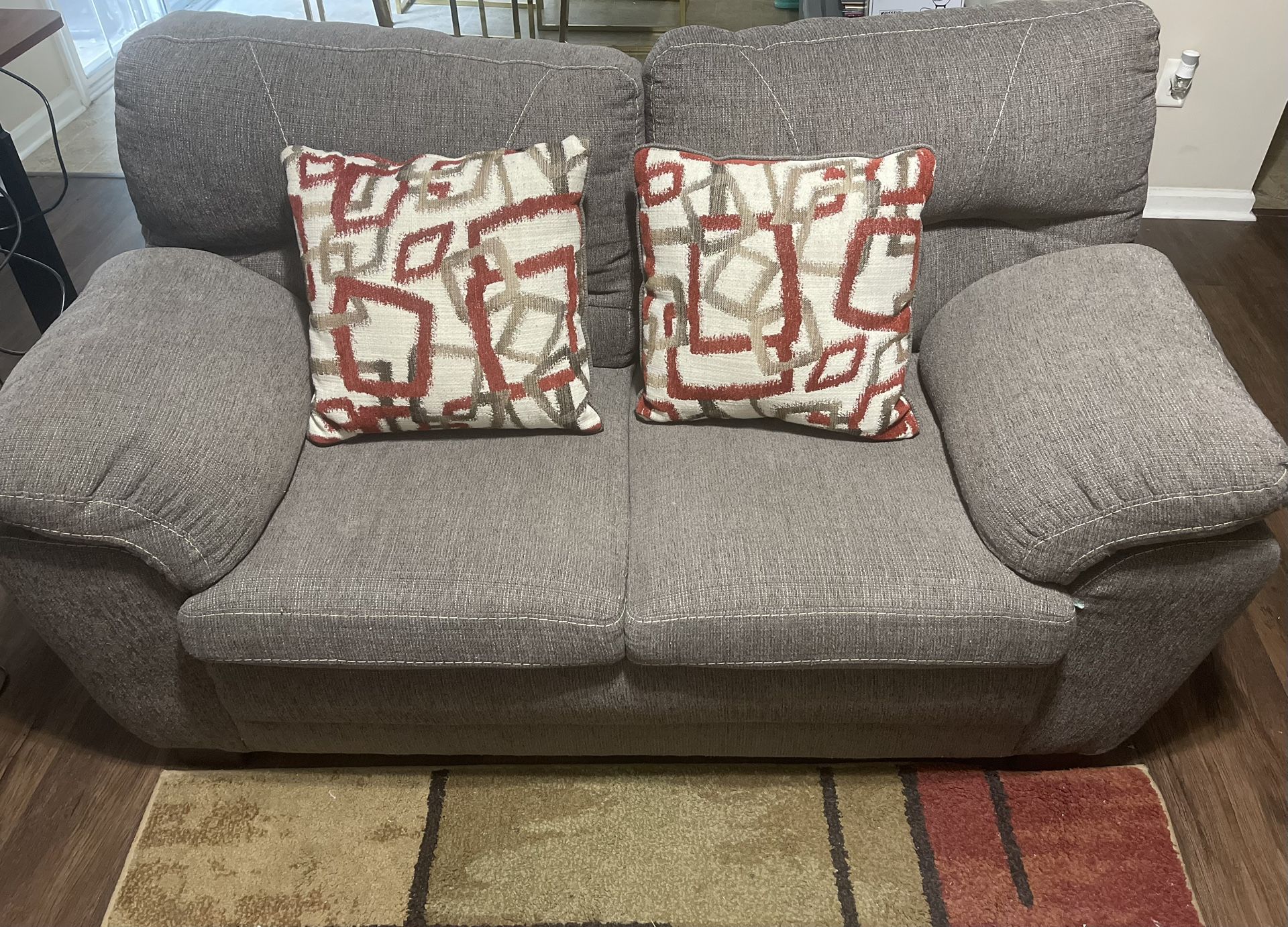 Love Seat And Couch Set With Pillows