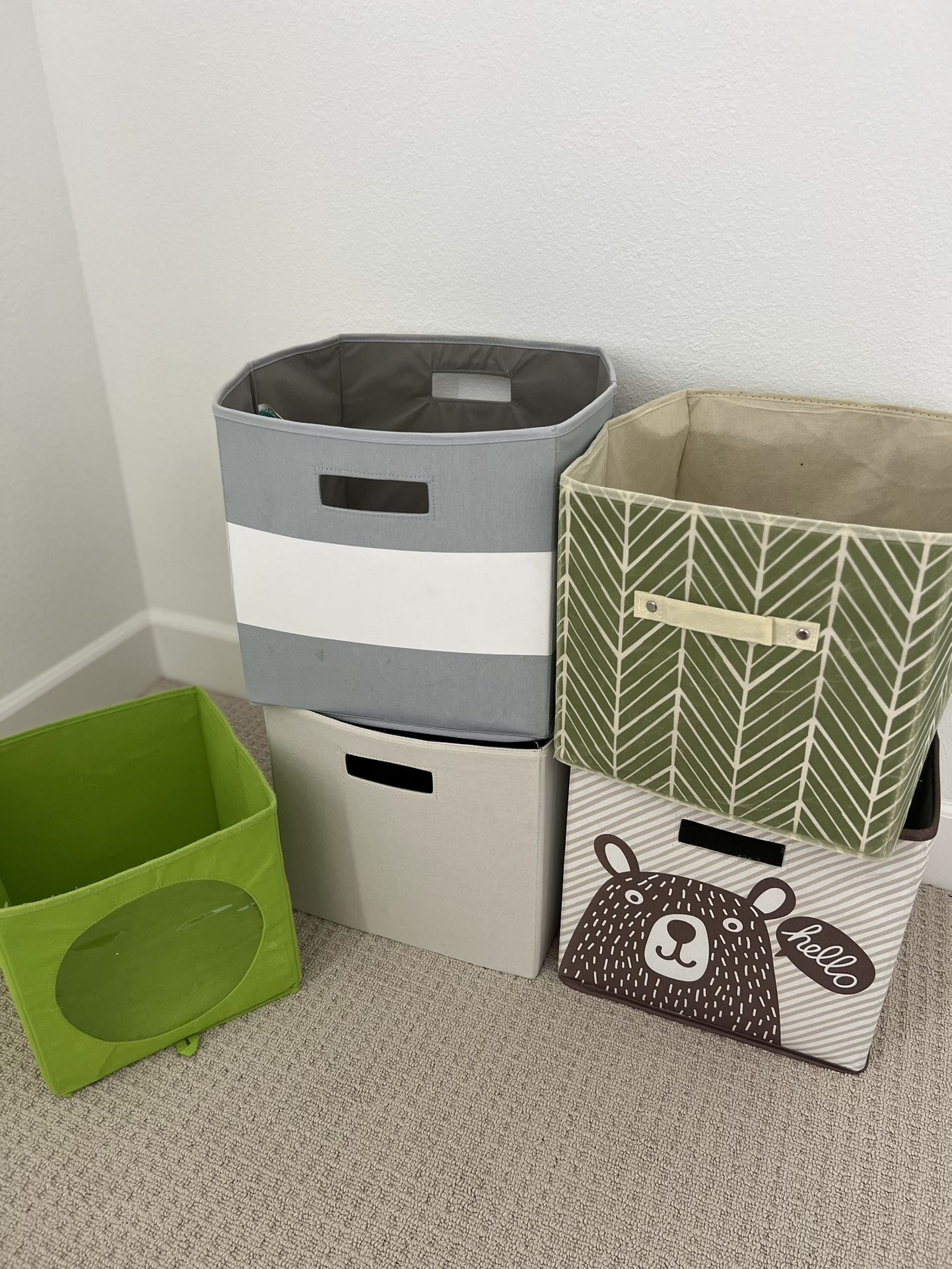 13 inch bins storage organizers white gray bear green transparent play room kids closet organizer