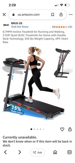 New -8.7MPH Incline Treadmill for Running and Walking, 3.5HP Quiet BLDC Treadmills for Home with Double Deck Technology, 350 lbs Weight Capacity, APP,
