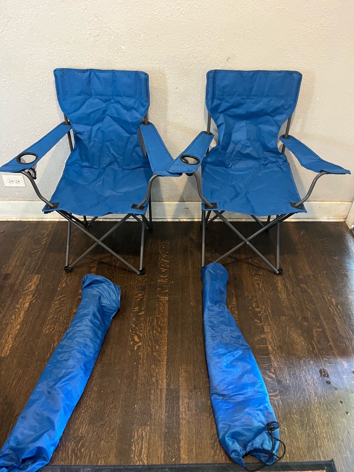 Set of 2 Blue Folding Camping Chairs