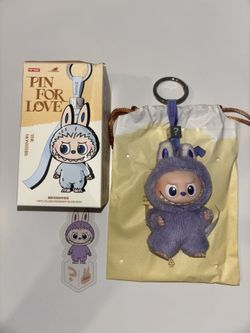 POP MART Labubu V4 The Monsters Pin For Love Alphabet Plush Pendant - Letter ?