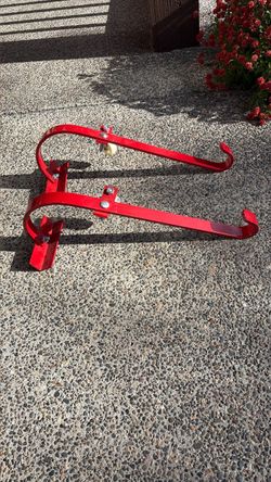 2-Red Steel Roof Ladder Hooks Pair