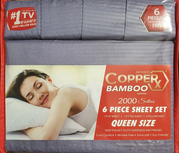 Infused Copper X Bamboo 6pc Queen Size Sheet Set  for Sale 