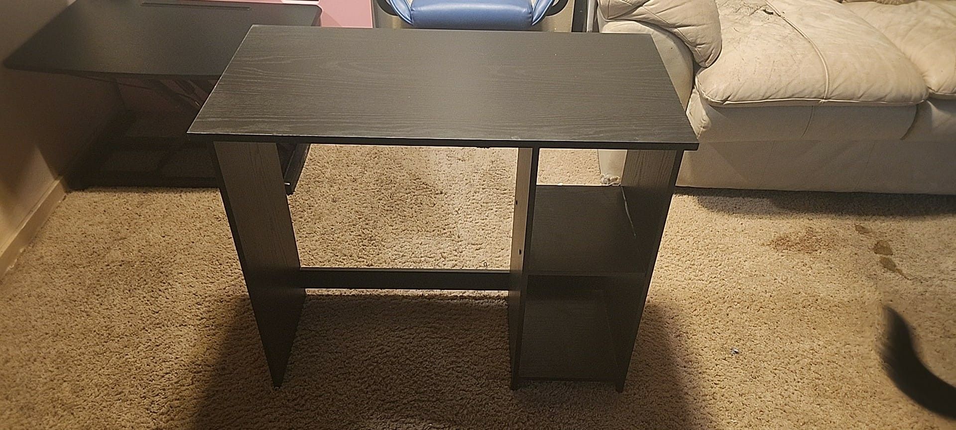 Black Compact Writing/Computer Desk with Shelves