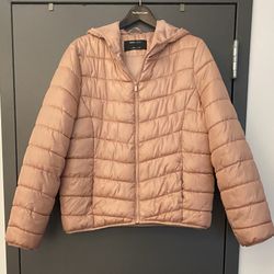 Women's demi-season jacket with synthetic padding, dusty rose color, in excellent condition