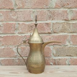 Vintage Brass Etched Dallah