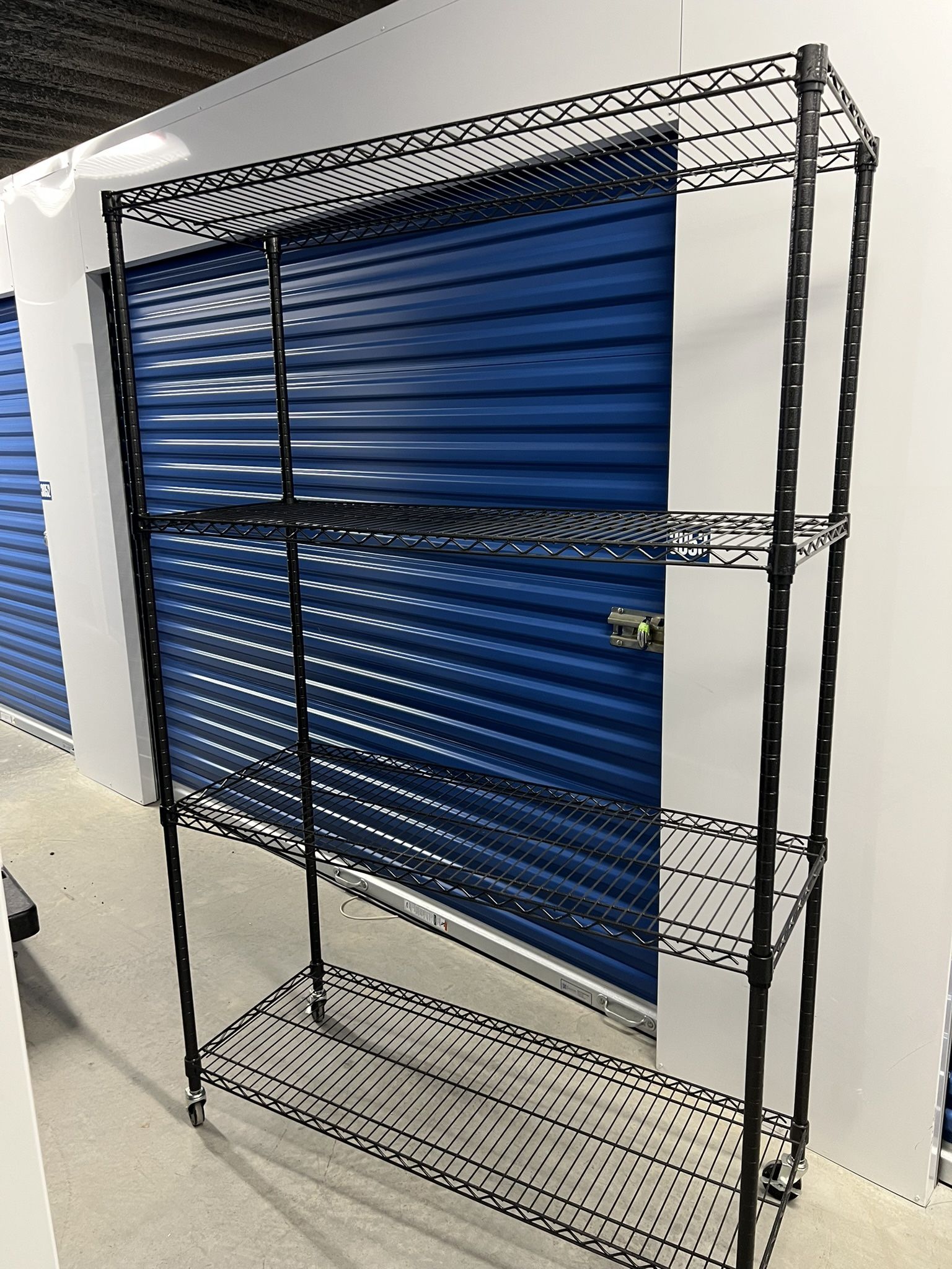 Alera 5-Shelf Wire Shelving Unit w/ Casters – 48"x18"x72" Black (Used)