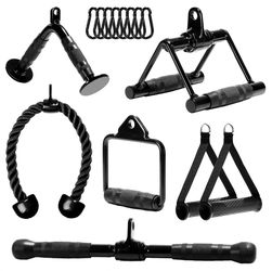 Yes4All Cable Machine Attachment, Row Handles, Tricep Rope, Straight Bar, V Bar, LAT Pulldown Accessories Load 880 LB for Home Gym Amazon's
