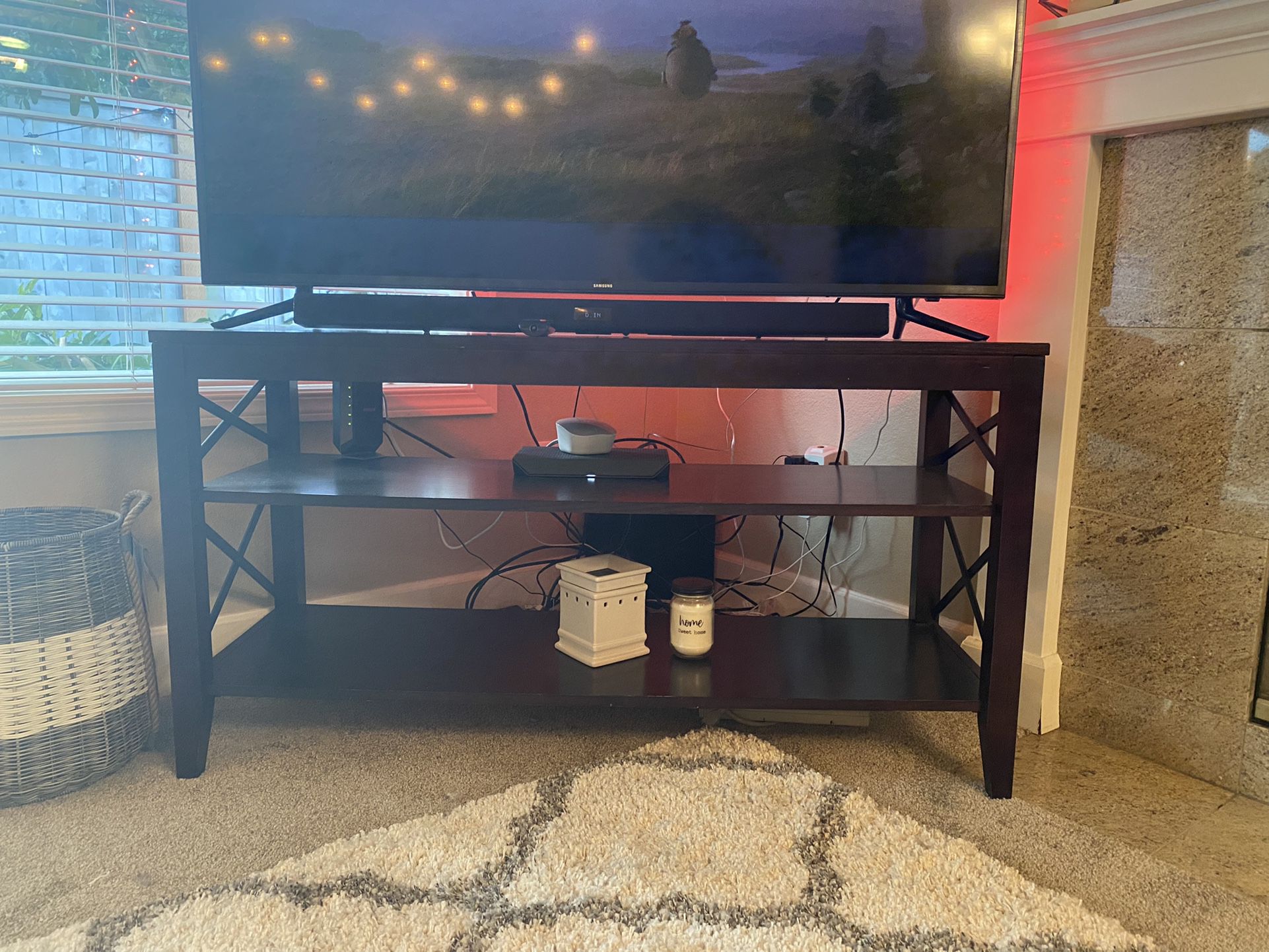Dark Cherry Wood TV Stand