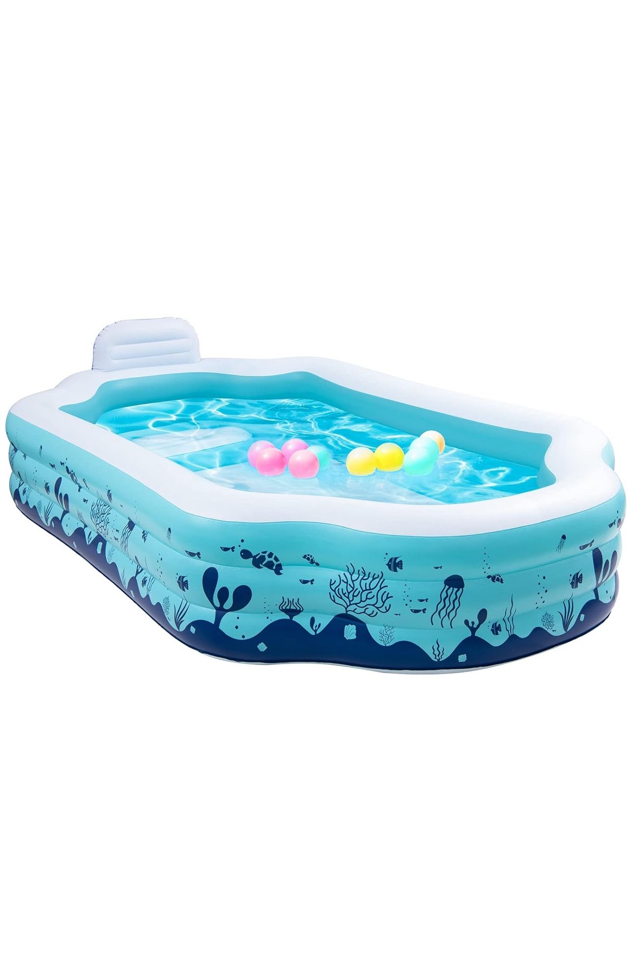 Inflatable Swimming Pool, Valwix 122" X 71" X 30" Full-Sized Family Kiddie Blow