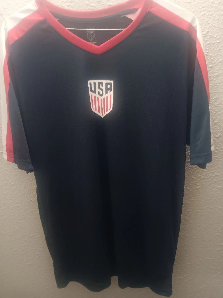 Red, White, And Blue Men's Soccer Shirt Size Medium