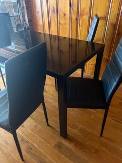 Black Glass Dining Table with 4 Chairs