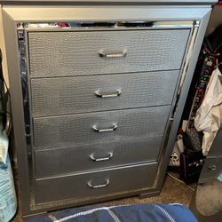 Full Size Light Up Headboard Bed Set & Dresser