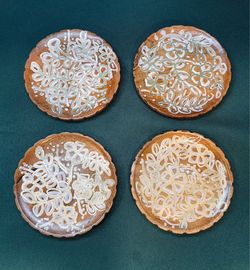 Lovely solid wood hand carved and hand painted coasters