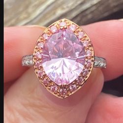 14k White And Rose Gold  large Kunzite Ring   