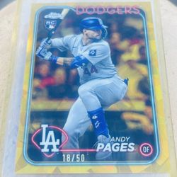 ANDY PAGES /50 2024 Topps Chrome Update Sapphire Gold Dodgers RC Baseball Card