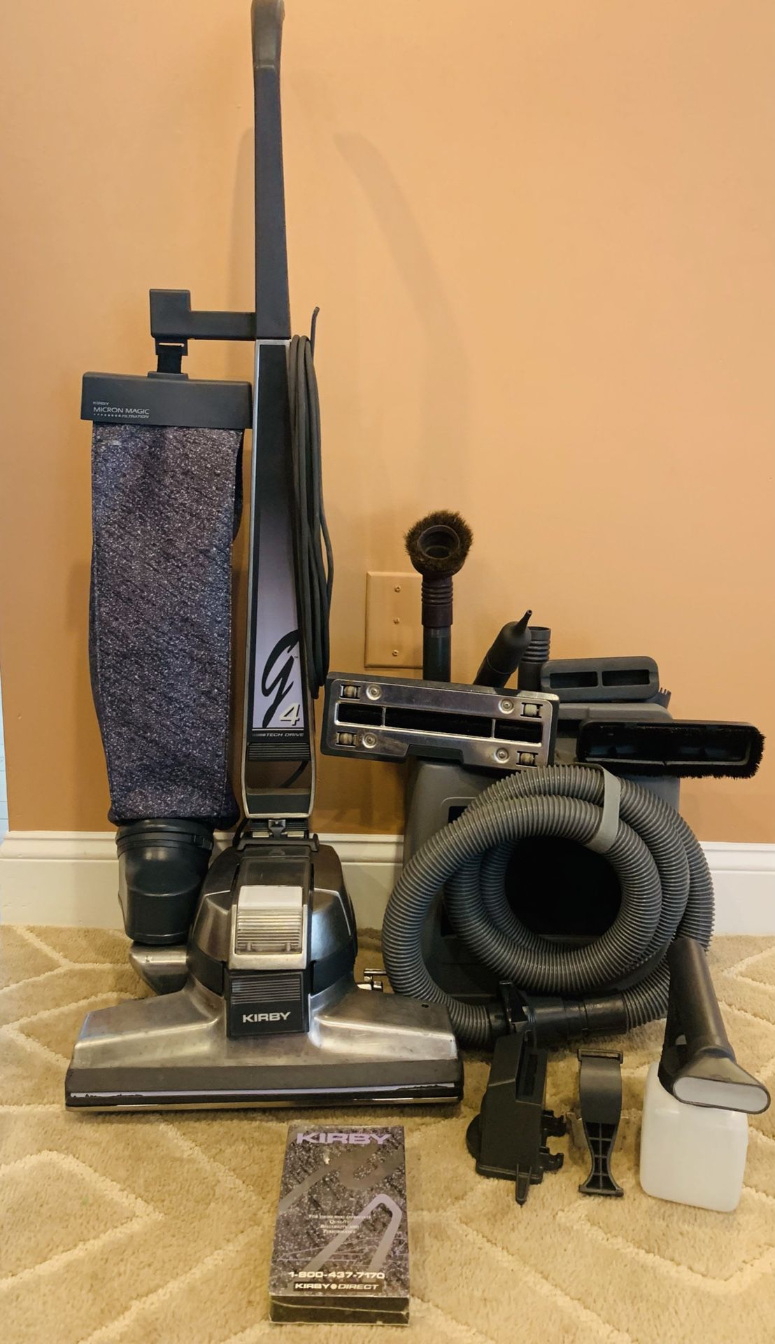 Kirby G4 vacuum cleaner with attachments and shampooer