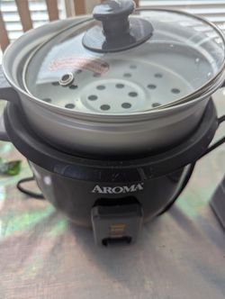 Aroma® 6-Cup Pot-Style Rice Cooker and Food Steamer - Black/Silver