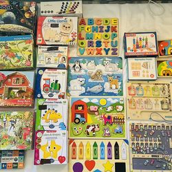 Montessori Wooden Toys + Melissa & Doug Puzzles Lot