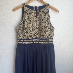 Navy Blue Dress with Gold