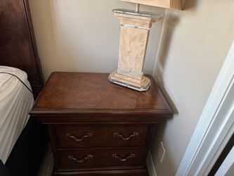 Wood Nightstand with Brass Hardware