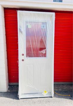 Brand New Exterior Fiberglass Door With PVC Frame 32x80 Right Hand Outswing