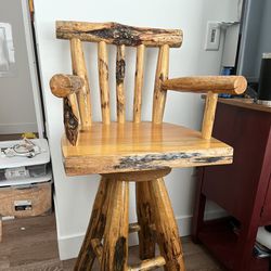 Wooden Carved Rotating Chair 