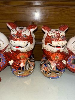 Vintage Hand Painted Chinese Foo Dogs