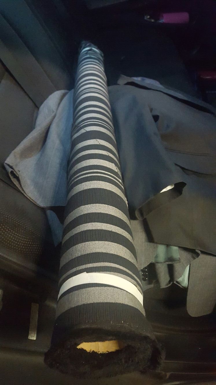 Roll of Fabric ( Grey and Black Striped)